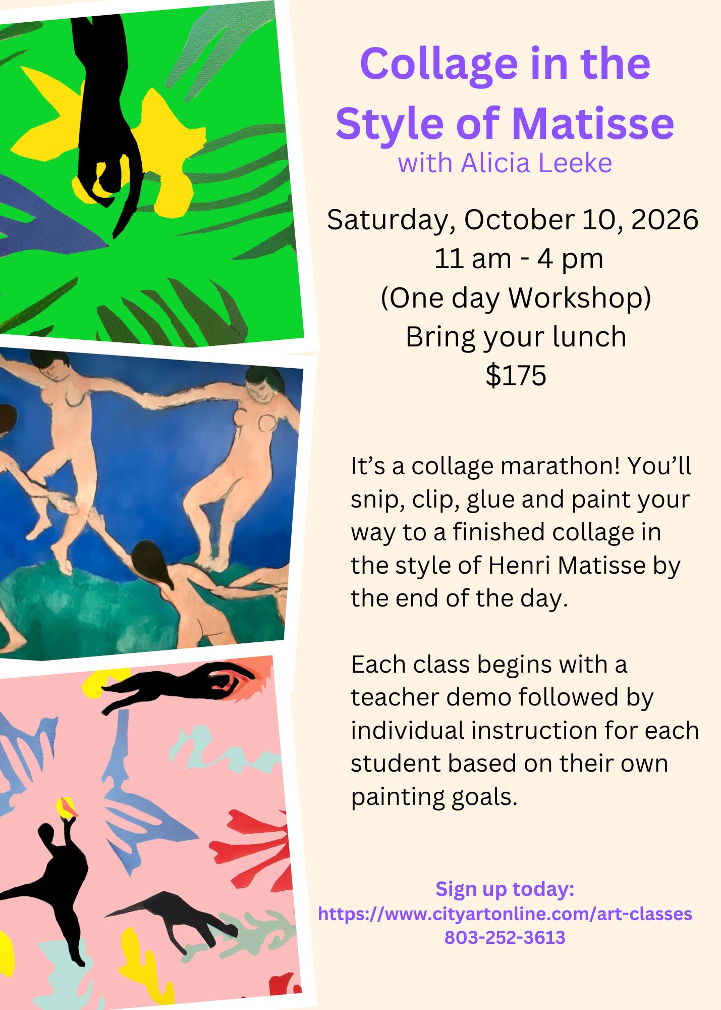Details for the Collage in the Style of Matisse Workshop