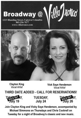 Clayton King & Vicky Henderson sing Broadway at Villa Tronco
